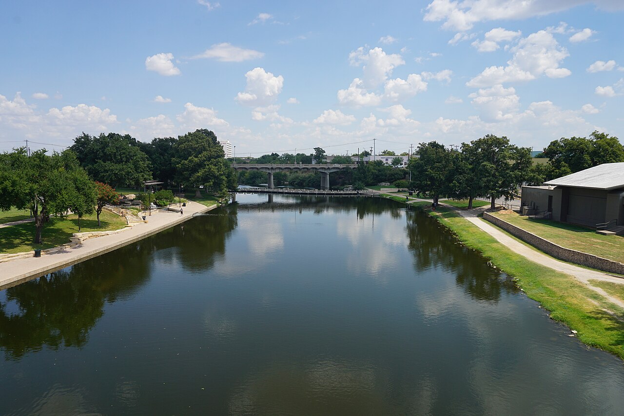 The Concho River and riverside paths in San Angelo, Texas.